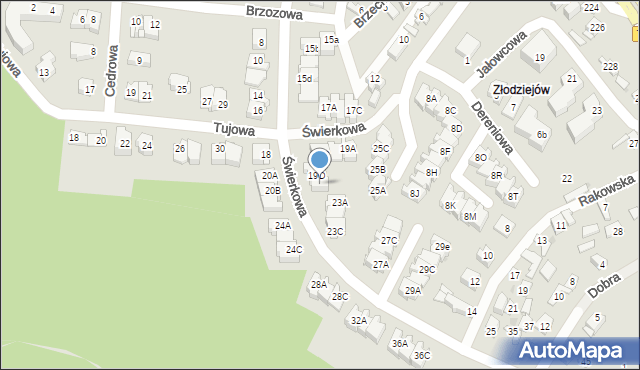 Kielce, Świerkowa, 19E, mapa Kielc