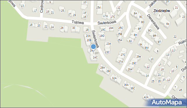 Kielce, Świerkowa, 24B, mapa Kielc