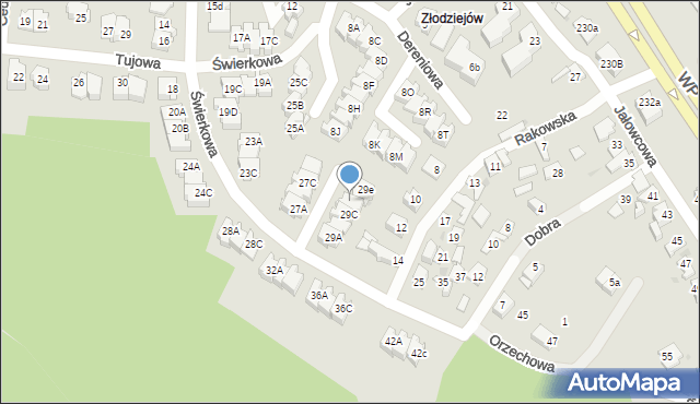 Kielce, Świerkowa, 29D, mapa Kielc