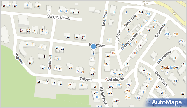 Kielce, Świerkowa, 8, mapa Kielc