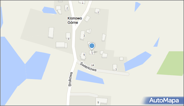 Klonowo Górne, Świerkowa, 1, mapa Klonowo Górne