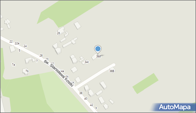 Koluszki, św. Stanisława Kostki, 34d, mapa Koluszki