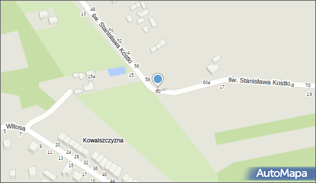 Koluszki, św. Stanisława Kostki, 60, mapa Koluszki