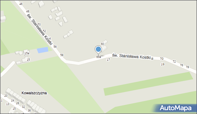 Koluszki, św. Stanisława Kostki, 60a, mapa Koluszki