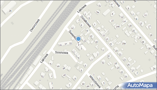 Kościan, Świerkowa, 1, mapa Kościan