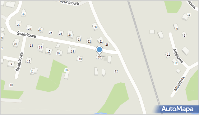 Kościerzyna, Świerkowa, 20, mapa Kościerzyna