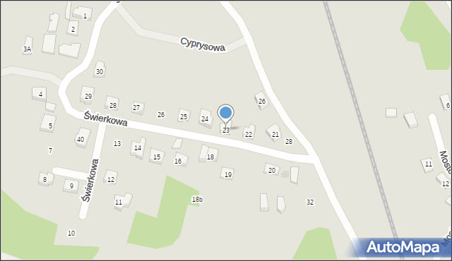 Kościerzyna, Świerkowa, 23, mapa Kościerzyna