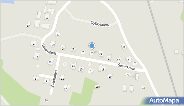 Kościerzyna, Świerkowa, 25, mapa Kościerzyna