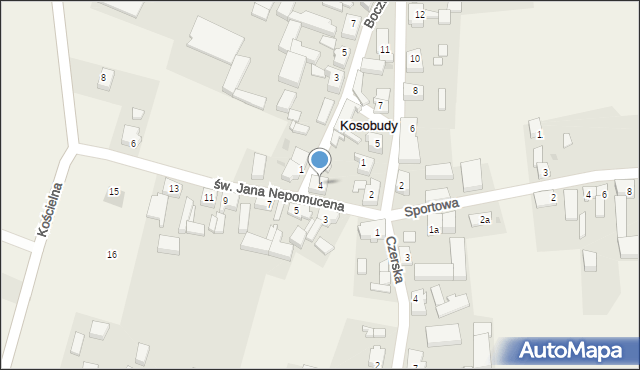 Kosobudy, św. Jana Nepomucena, 4, mapa Kosobudy