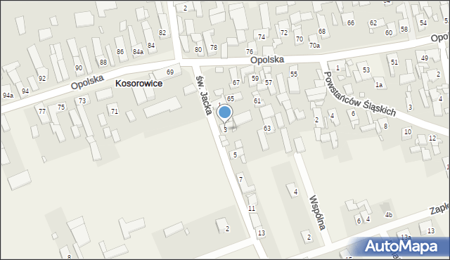 Kosorowice, św. Jacka, 3, mapa Kosorowice