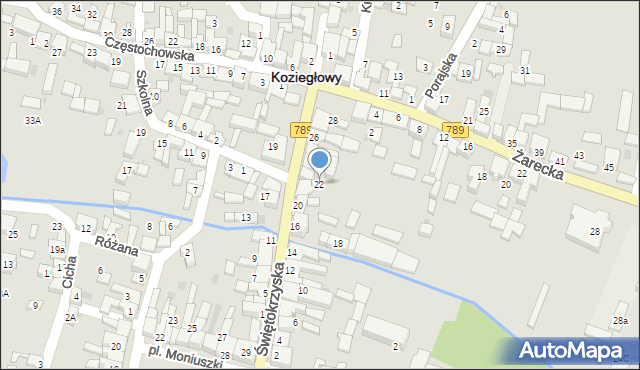 Koziegłowy, Świętokrzyska, 22, mapa Koziegłowy