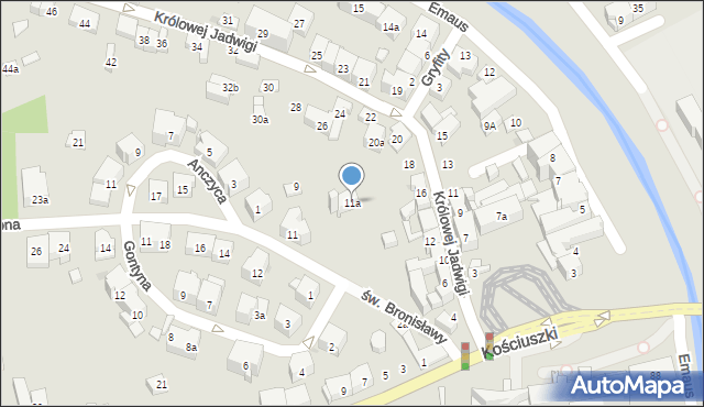 Kraków, św. Bronisławy, 11a, mapa Krakowa