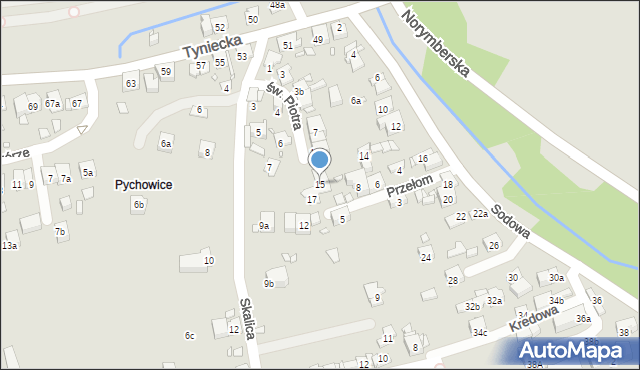 Kraków, św. Piotra, 15, mapa Krakowa