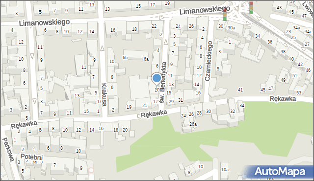 Kraków, św. Benedykta, 10, mapa Krakowa