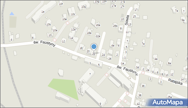 Kraków, św. s. Faustyny, 22, mapa Krakowa