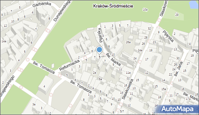 Kraków, św. Marka, 5, mapa Krakowa