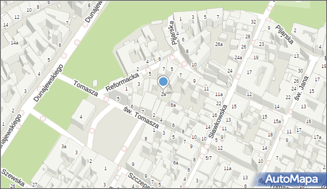 Kraków, św. Tomasza, 2a, mapa Krakowa