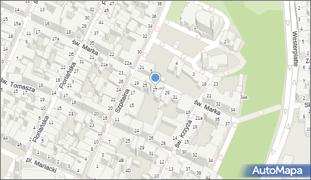 Kraków, św. Marka, 27, mapa Krakowa