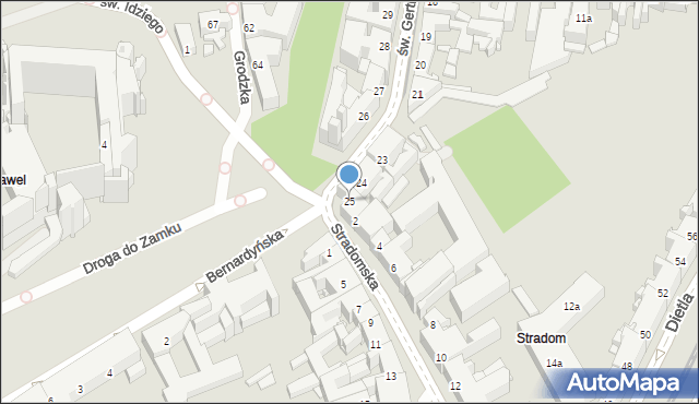 Kraków, św. Gertrudy, 25, mapa Krakowa