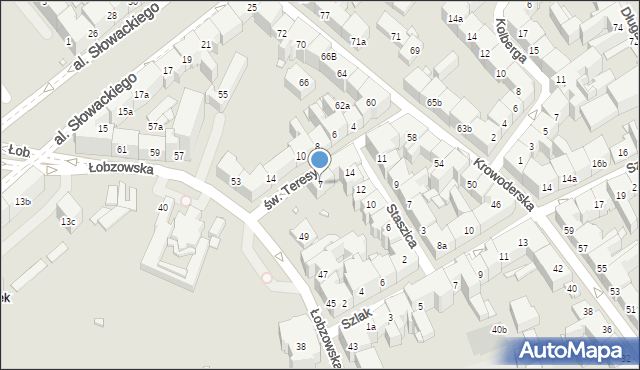 Kraków, św. Teresy, 7, mapa Krakowa