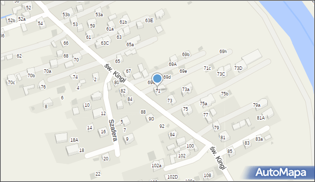 Krościenko nad Dunajcem, św. Kingi, 71, mapa Krościenko nad Dunajcem