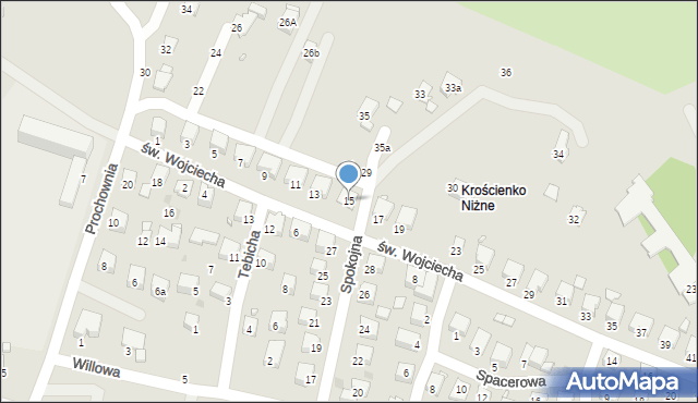 Krosno, św. Wojciecha, 15, mapa Krosna