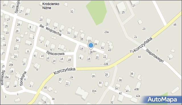 Krosno, św. Wojciecha, 16, mapa Krosna