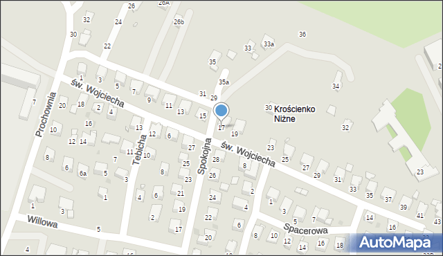 Krosno, św. Wojciecha, 17, mapa Krosna