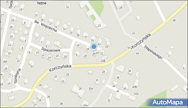 Krosno, św. Wojciecha, 20, mapa Krosna