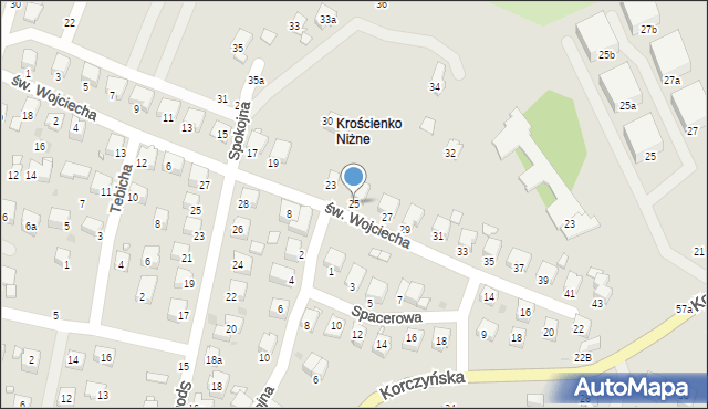 Krosno, św. Wojciecha, 25, mapa Krosna