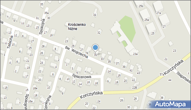 Krosno, św. Wojciecha, 31, mapa Krosna