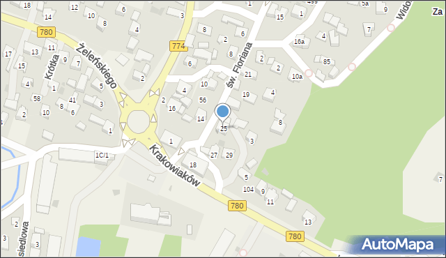 Kryspinów, św. Floriana, 25, mapa Kryspinów