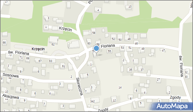 Krzęcin, św. Floriana, 57a, mapa Krzęcin