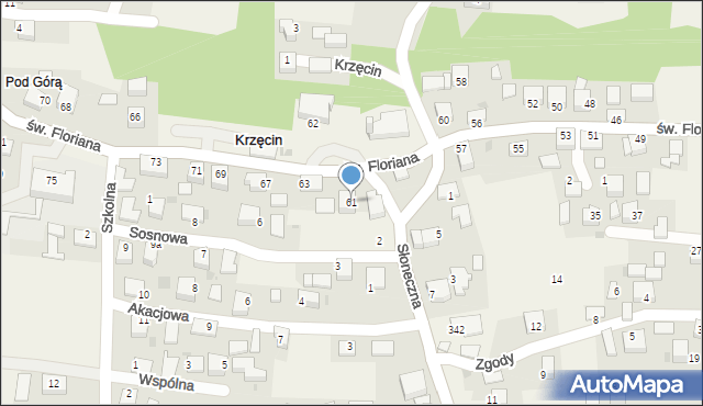 Krzęcin, św. Floriana, 61, mapa Krzęcin