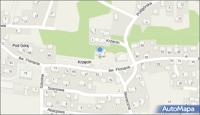 Krzęcin, św. Floriana, 62, mapa Krzęcin