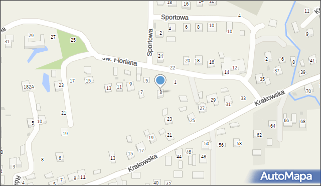 Krzeczów, św. Floriana, 3, mapa Krzeczów