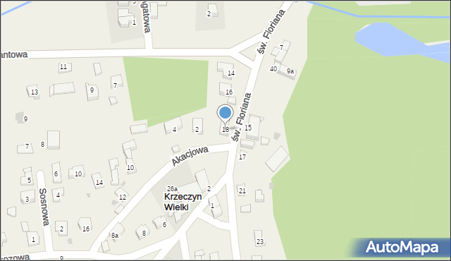 Krzeczyn Wielki, św. Floriana, 18, mapa Krzeczyn Wielki