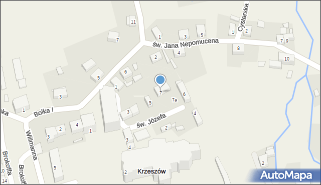 Krzeszów, św. Józefa, 7, mapa Krzeszów