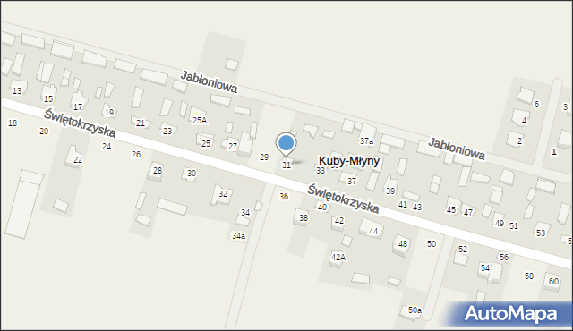 Kuby-Młyny, Świętokrzyska, 31, mapa Kuby-Młyny