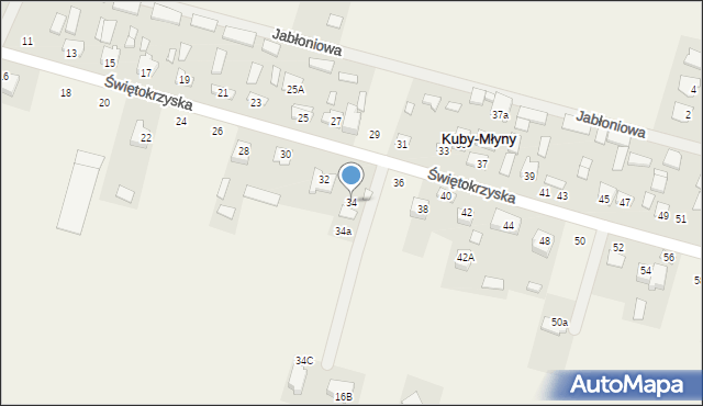 Kuby-Młyny, Świętokrzyska, 34, mapa Kuby-Młyny