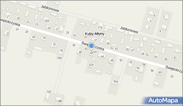 Kuby-Młyny, Świętokrzyska, 42, mapa Kuby-Młyny