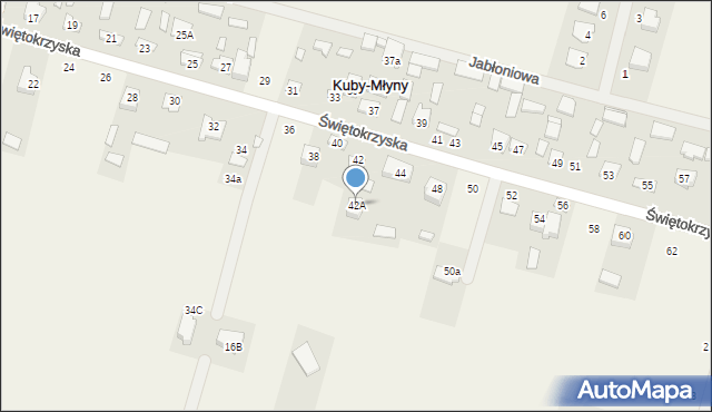 Kuby-Młyny, Świętokrzyska, 42A, mapa Kuby-Młyny