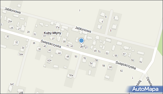 Kuby-Młyny, Świętokrzyska, 45, mapa Kuby-Młyny