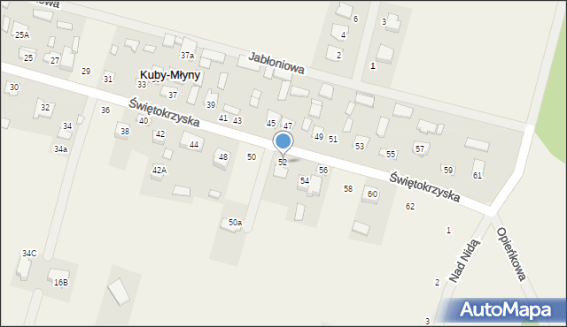 Kuby-Młyny, Świętokrzyska, 52, mapa Kuby-Młyny