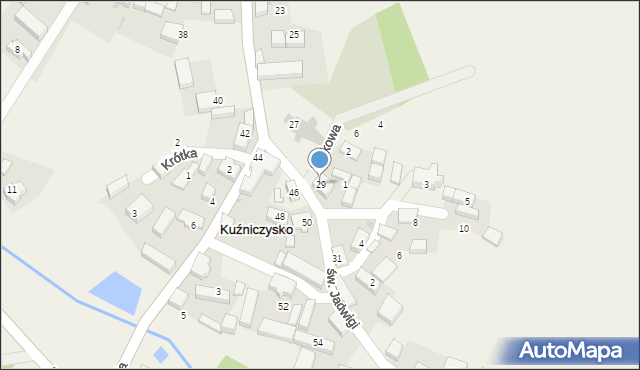 Kuźniczysko, św. Jadwigi, 29, mapa Kuźniczysko