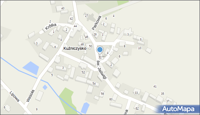 Kuźniczysko, św. Jadwigi, 31, mapa Kuźniczysko