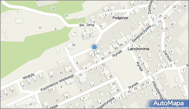Lanckorona, św. Jana, 1, mapa Lanckorona