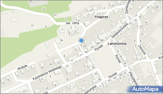 Lanckorona, św. Jana, 2, mapa Lanckorona