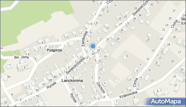 Lanckorona, Świętokrzyska, 14, mapa Lanckorona