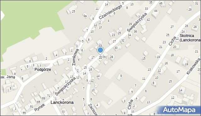 Lanckorona, Świętokrzyska, 22, mapa Lanckorona